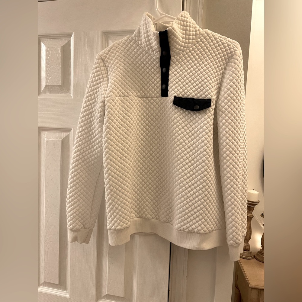 White and navy quarter zip